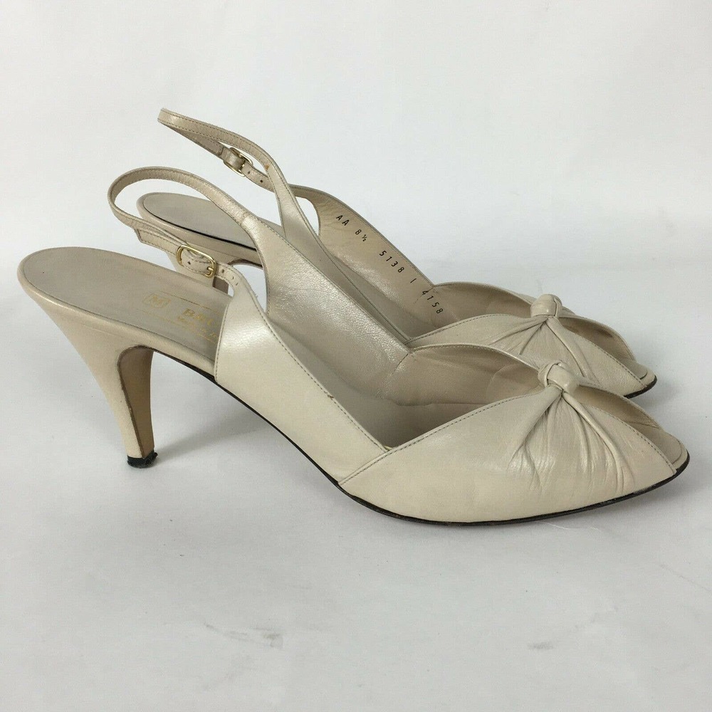 vtg BRUNO MAGLI ITALY Slingback PEEP TOE Heels 8.5